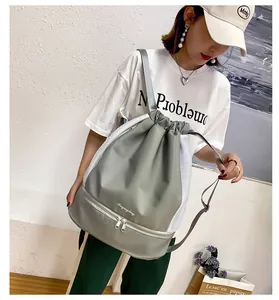 Detail of the lightweight fitness backpack showing separate bottom shoe compartment
