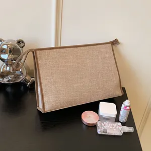 Women's Fashion Canvas Handbag Large Capacity Business Document Bag Minimalist Solid Color Clutch Bag For Office Commuting Daily Use