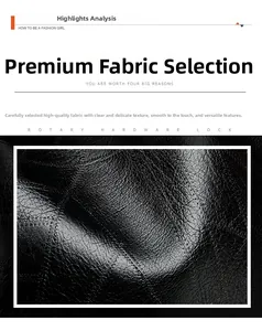 Close-up of high-quality black faux leather texture with soft lychee grain for handbags