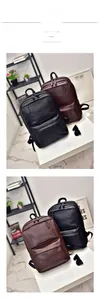 Detailed close-up of premium PU leather texture on black and brown backpacks