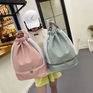 Large Capacity Dry Wet Separation Gym Bag Waterproof Oxford Cloth Drawstring Backpack With Independent Shoe Compartment Sports Travel Yoga Swimming Bag