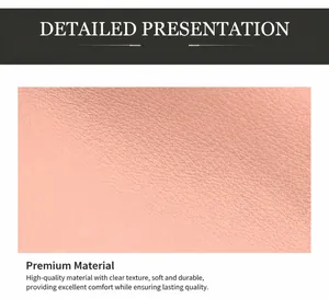 Close-up of premium pink litchi pattern leather material with soft textured finish
