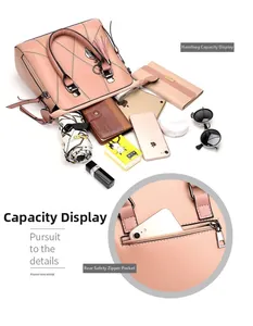 Detailed internal view showing large capacity for essentials like tablet and cosmetics