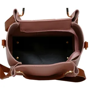 Set borse donna 4 pezzi viola con tasca interna con cerniera e finiture in metallo oro