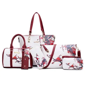 Women Fashion Bag Set PU Leather Floral Print Tote Shoulder Bag Handbag Multi Piece Set For Daily Commute Shopping Elegant Gift