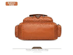 Detailed base view showing high-quality pleated leather texture and flat bottom design