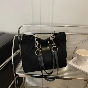 Borsa Tote Trapuntata da Donna Grande Capacità in Pelle PU a Rombi con Tracolla a Catena Dorata Elegante Borsa alla Moda per Pendolari