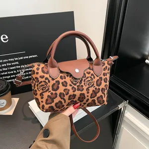 Leopard Print Dumpling Handbag PU Fabric Bag For Women Fashion Crossbody Shoulder Bag With Adjustable Strap Casual Tote