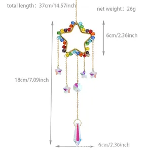 Detailed size specifications of a 37cm star suncatcher with crystal pendants