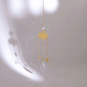 Geist Suncatcher mit goldenem Metallgeist, Mond, Sternanhängern und Kristallprisma