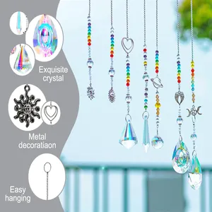 7-delige kristallen zonnevanger set met metalen maan en zon voor tuin decoratie