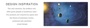 Detail showing space-inspired design inspiration with planetary orbits and cosmic themes