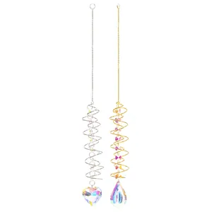 Carillon 3D avec cristaux cœur et goutte en or et argent pour décoration arc-en-ciel