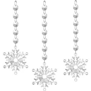 3Pcs acrylic crystal snowflake hanging ornaments with octagonal beads for Christmas tree decor