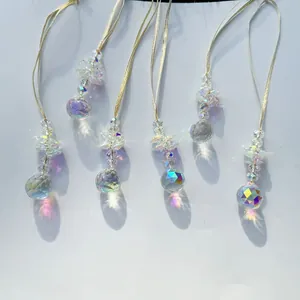 5-piece crystal suncatcher set with faceted glass balls for rainbow light refraction
