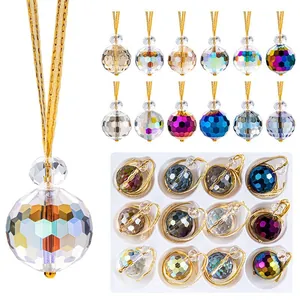 6pcs set of faceted crystal suncatchers in various colors for Christmas tree decoration