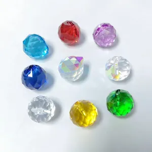 Gefacetteerde 30mm kristalglas prismakralen in regenboogkleuren voor suncatcher DIY