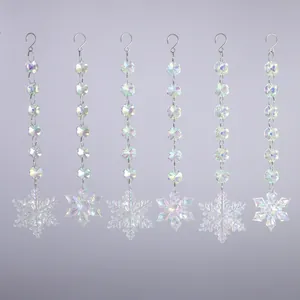 Attrape-Soleil Flocon de Neige en Cristal K9 Iridescent Ornement Suspendu Décoration Sapin de Noël Pendentif Prisme Arcobaleno Perle Facettée