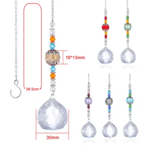 30mm kristallen bol zonnevanger met gekleurde kralen en zilveren ketting decoratie