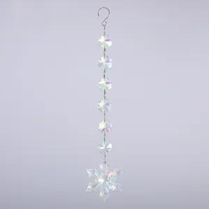 Lot de 6 pendentifs attrape-soleil flocon de neige en acrylique irisé avec crochets