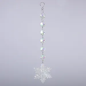 Lot de 6 ornements flocon de neige en acrylique irisé avec perles octogonales pour déco