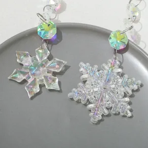 Lot de 6 ornements flocon de neige en acrylique irisé avec perles octogonales K9