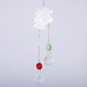 Rainbow crystal suncatcher with metal butterfly and colorful K9 octagonal beads ornament