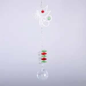 Attrape-soleil ange en métal avec perles en cristal coloré et boule de prisme éclatant