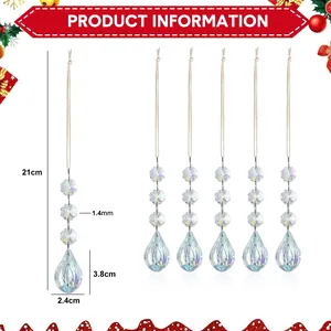 Set de 6 colgantes de prismas de cristal transparente para decoración de bodas y fiestas