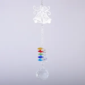Attrape-soleil en cristal K9 avec perles octogonales colorées et boule de décoration