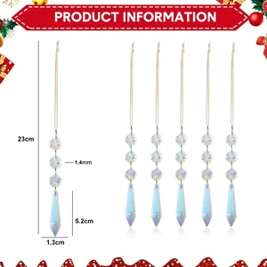 Detailed view of 6-piece iridescent crystal prism pendants with 23cm hanging length