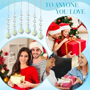 Detail of 6pcs crystal teardrop prisms for Christmas decor and holiday gift giving