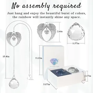 Atrapasol de alas de ángel con cristal de corazón y caja de regalo Loving Light