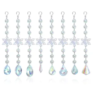 Set di 8 acchiappasole in cristallo con pendenti a fiocco e finitura arcobaleno AB