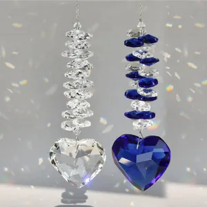 Ornamento Sospeso Suncatcher in Cristallo a Forma di Cuore Con Catena in Metallo Pendente a Prisma per Decorazione Casa Finestra Regalo