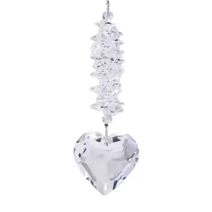 Set di 2 acchiappasole in cristallo a cuore con perline sfaccettate per decoro sospeso