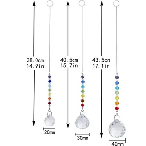 Lot de 3 prismes de cristal avec perles arc-en-ciel pour décoration de fenêtre solaire