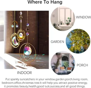 Guide showing where to hang 3pcs sun catchers in windows, gardens, and porches