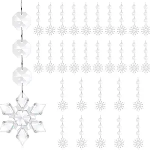 38-piece crystal snowflake and teardrop ornaments for Christmas and wedding decor