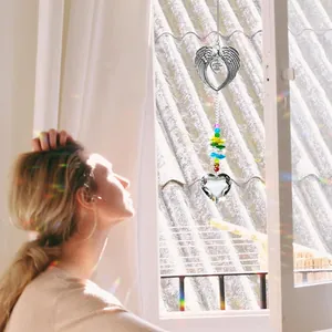 Angel wings heart crystal suncatcher with A Piece Of My Heart Is In Heaven quote