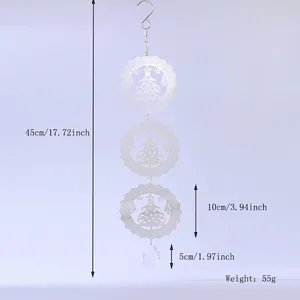Detailed dimensions of 3D rotating metal wind chime with laser-cut Christmas tree pattern