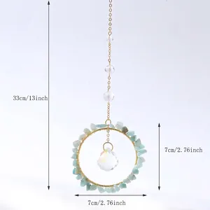 Handmade crystal suncatcher with blue stones and clear ball for indoor garden decor
