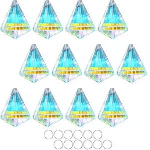 Set of 12 AB colorful crystal prism pendants for chandelier and window decoration
