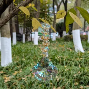 2-piece rainbow prism suncatcher with crystal scallop pendants for garden window decor