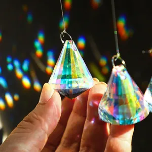 AB diamond crystal prism suncatcher pendants creating rainbow reflections for window decor