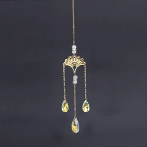 Ginkgo leaf suncatcher with iridescent AB crystals for home window garden decor