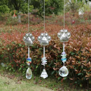 Attrape-soleil Mémorial Animaux Prisme Cristal K9 Pendentif Patte Alliage Forever Leaving Paw Prints On Our Hearts Décor Fenêtre