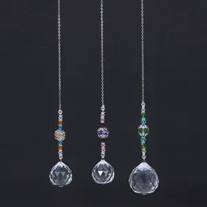 Set of 3 crystal suncatchers with colorful beads and prisms for window hanging