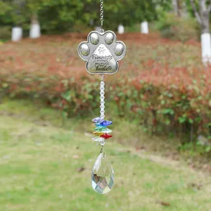 Attrape-soleil commémoratif pour animaux avec patte en argent et pendentif en cristal