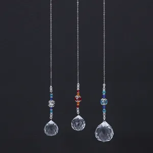 Set of 3 crystal suncatchers with colorful beads and prism balls for window decor